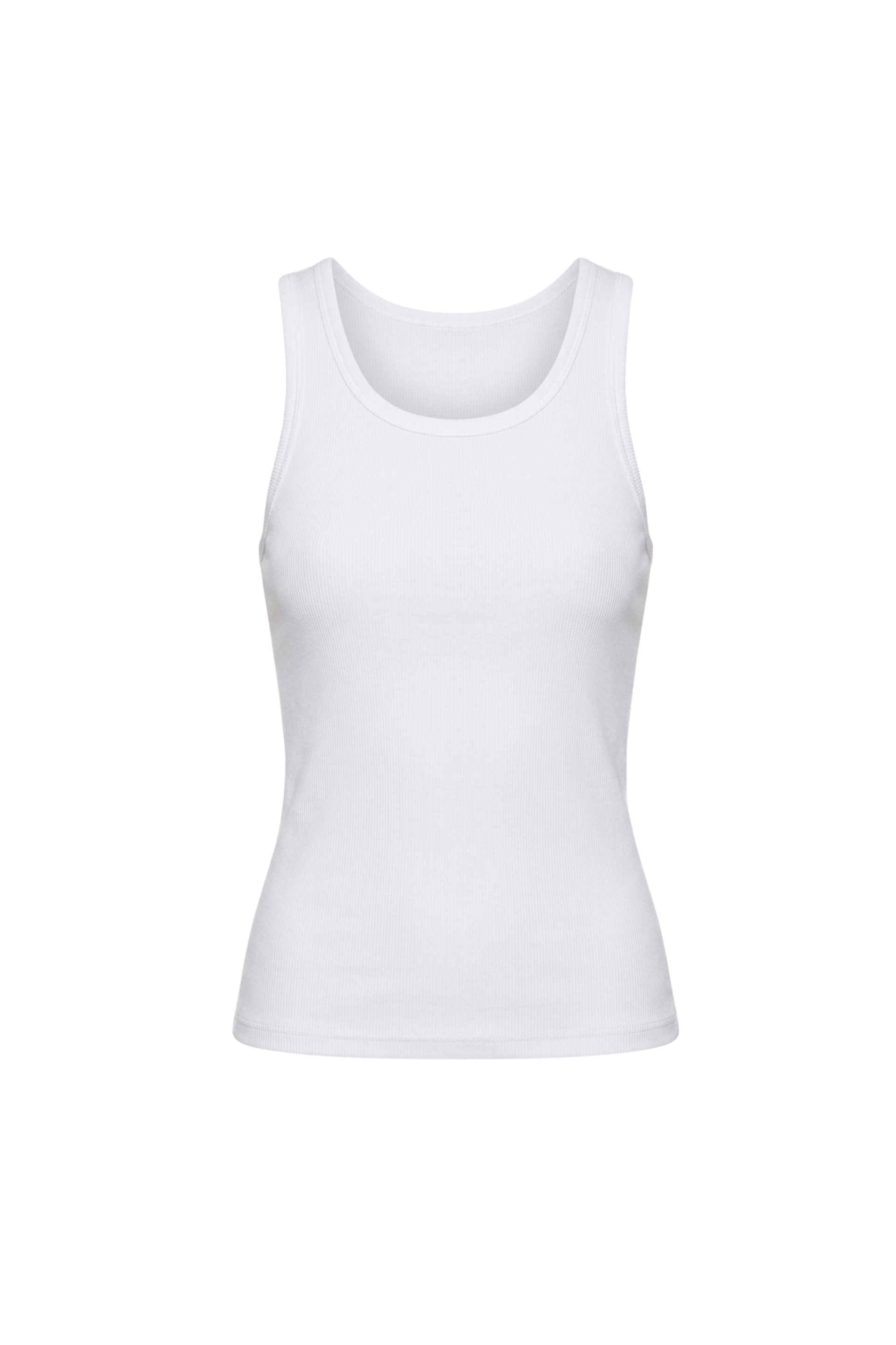 Top z prążkowanej bawełny złamana biel - packshot