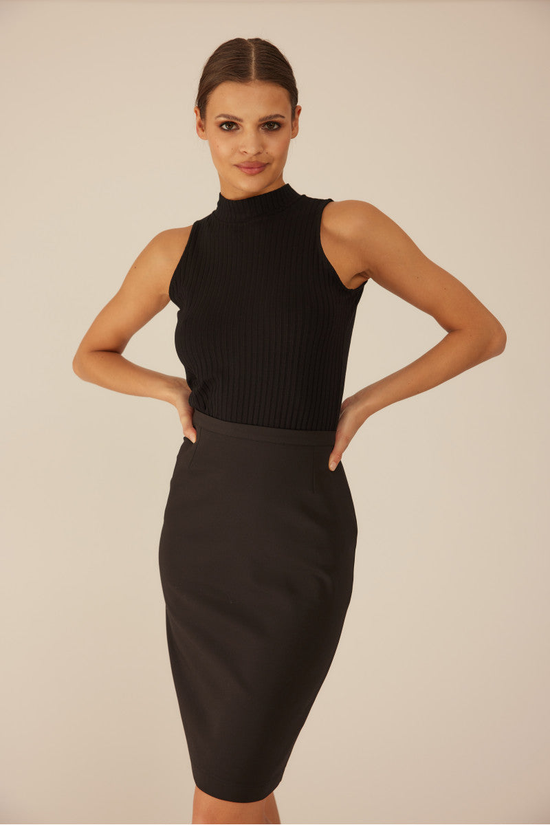 Navy blue pencil skirt