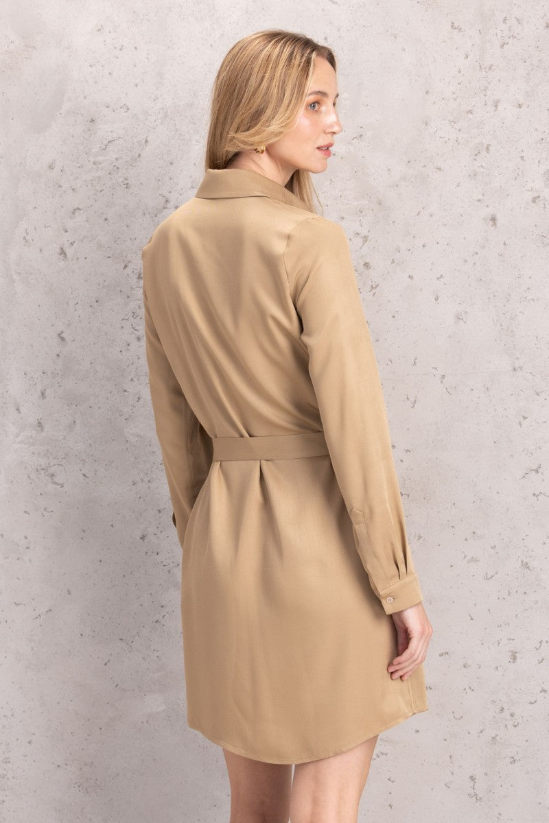 Caramel viscose shirt dress